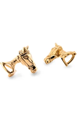 Solid Yellow Gold Horse & Stirrup Cufflinks