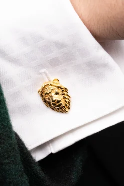 Solid Yellow Gold Lion & Gazelle Cufflinks