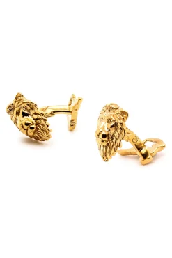 Solid Yellow Gold Lion & Gazelle Cufflinks
