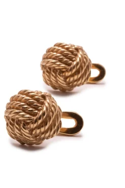 Solid Yellow Gold Monkey Fist Knot Studs