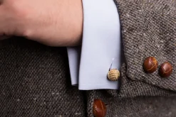 Solid Yellow Gold Monkey Fist Knot Cufflinks