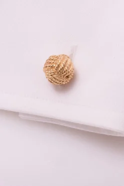 Solid Yellow Gold Monkey Fist Knot Cufflinks