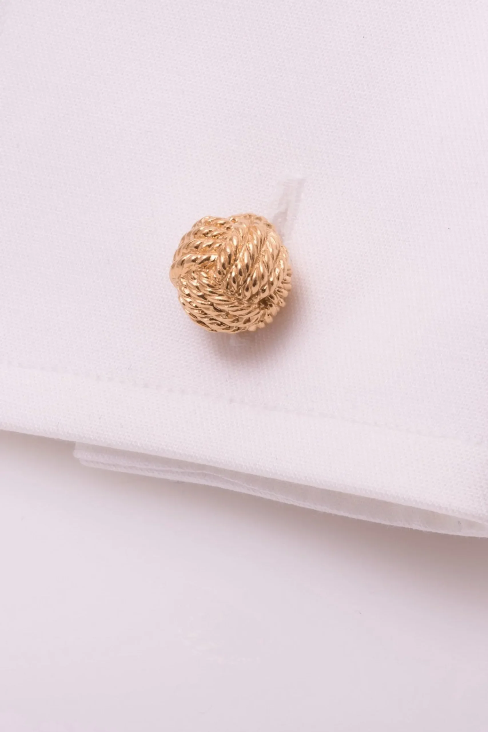 Solid Yellow Gold Monkey Fist Knot Cufflinks