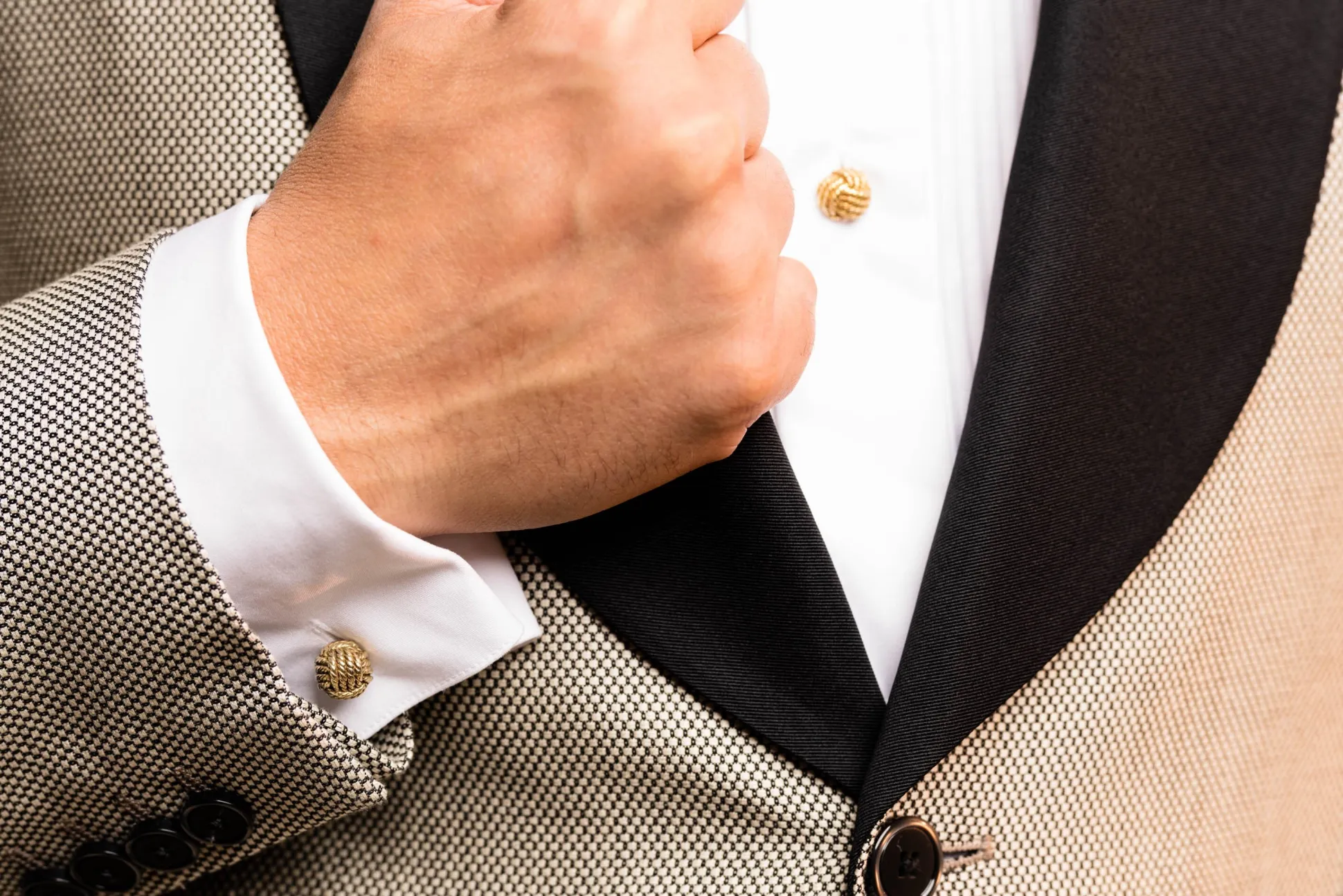 Solid Yellow Gold Monkey Fist Knot Cufflinks