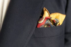Straw Yellow Art Deco Egyptian Scarab Pocket Square