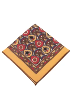 Straw Yellow Art Deco Egyptian Scarab Pocket Square