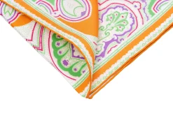 Summery Orange & White Large Paisley Silk Pocket Square