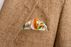 Summery Orange & White Large Paisley Silk Pocket Square