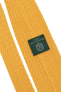 Summery Yellow Zigzag Silk Knit Tie