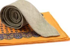 Sunflower Orange Small & Large Paisley Silk Pocket Square