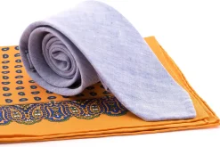 Sunflower Orange Small & Large Paisley Silk Pocket Square
