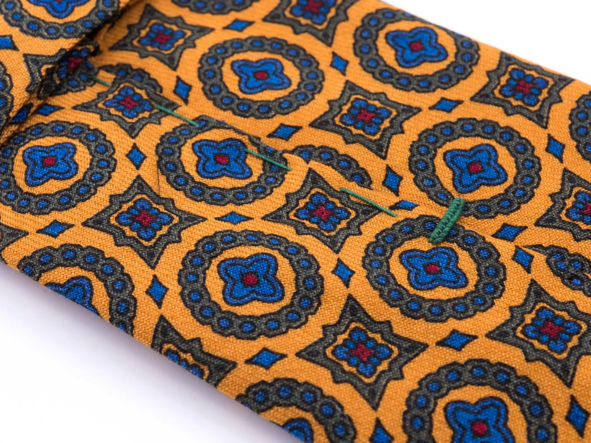 Sunflower Yellow Patterned Wool Challis Tie