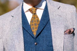 Sunflower Yellow Patterned Wool Challis Tie