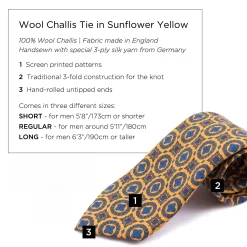 Sunflower Yellow Patterned Wool Challis Tie