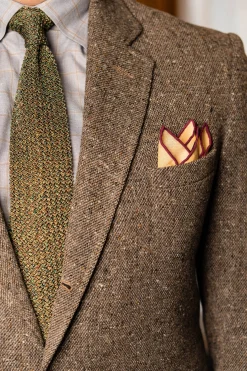 Sunstone Motif Silk-Wool Pocket Square