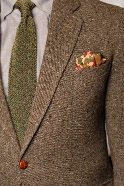 Sunstone Motif Silk-Wool Pocket Square