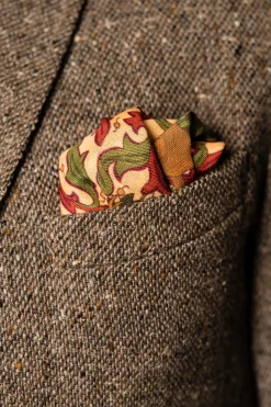 Sunstone Motif Silk-Wool Pocket Square
