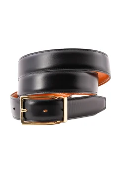 Tan Bridle & Black Boxcalf Reversible Leather Belt