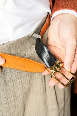 Tan Bridle & Black Boxcalf Reversible Leather Belt