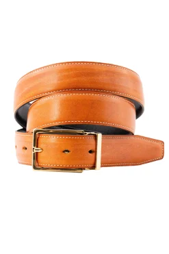Tan Bridle & Black Boxcalf Reversible Leather Belt