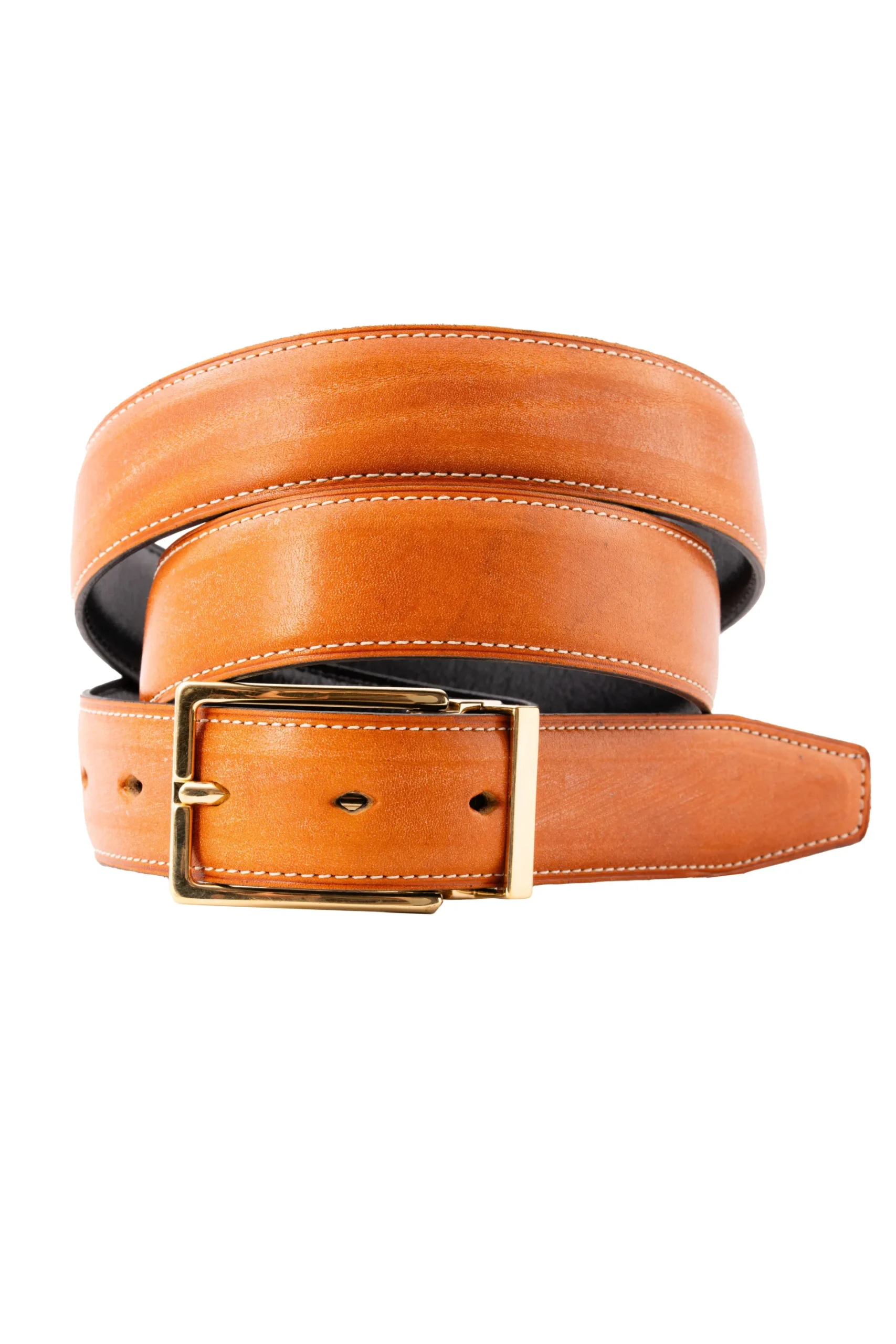 Tan Bridle & Black Boxcalf Reversible Leather Belt