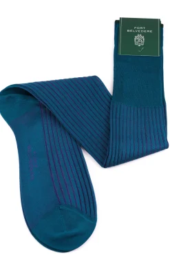 Teal & Purple Shadow Stripe Lightweight Cotton Socks