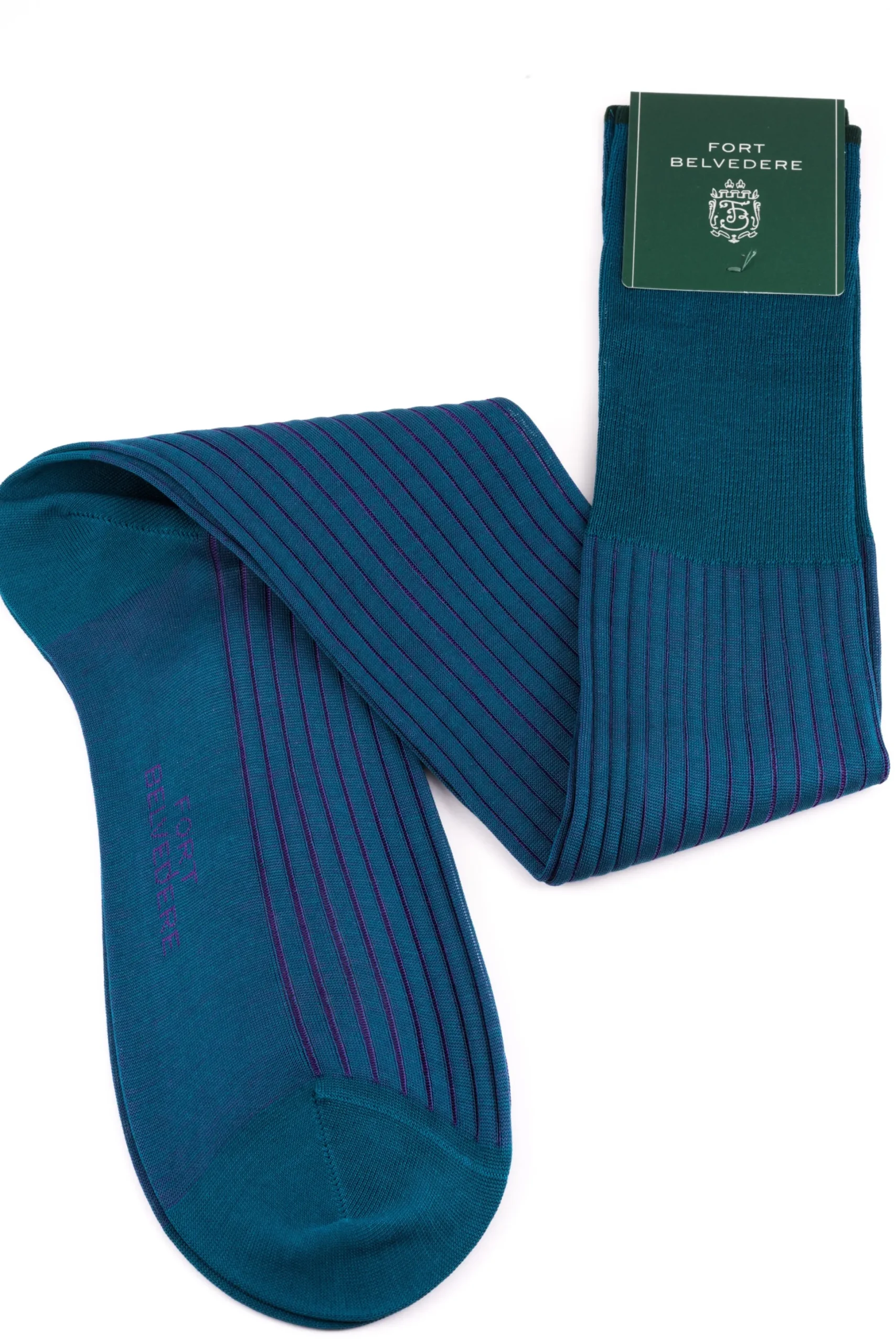 Teal & Purple Shadow Stripe Lightweight Cotton Socks