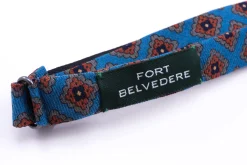 Turquoise & Orange Wool Challis Diamond Bow Tie