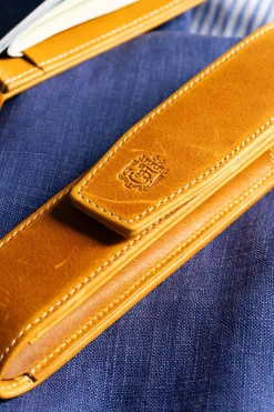 Vintage Gold Americana Full-Grain Leather Pen Case