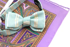 Violet & Green Paisley Silk Pocket Square
