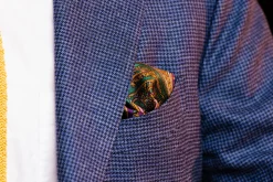 Violet & Green Paisley Silk Pocket Square