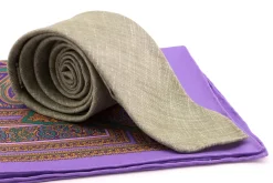 Violet & Green Paisley Silk Pocket Square