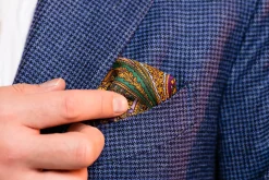 Violet & Green Paisley Silk Pocket Square
