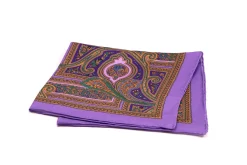 Violet & Green Paisley Silk Pocket Square