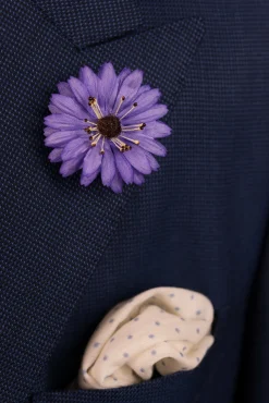 Violet Marguerite Silk Boutonnière Flower