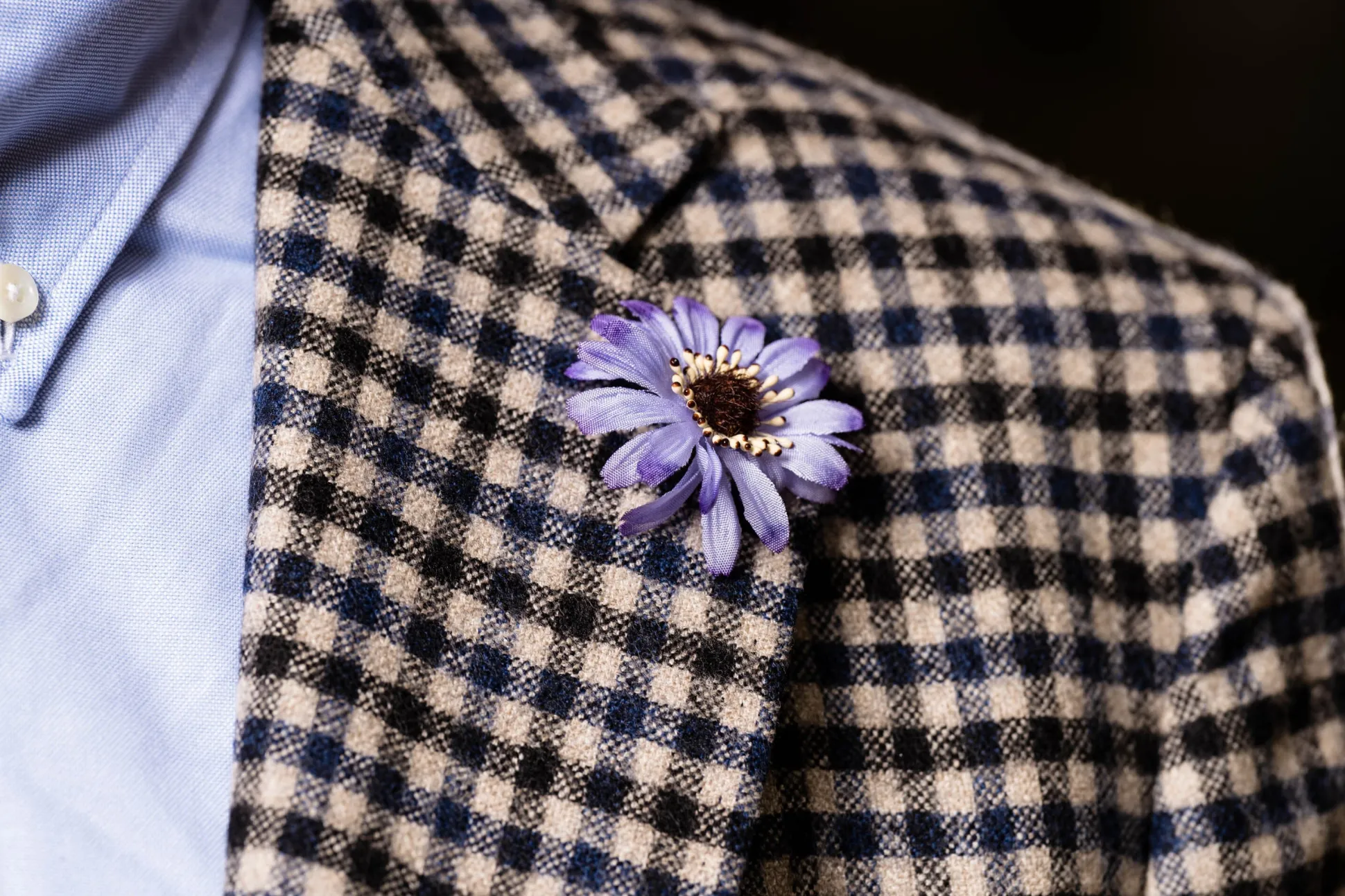 Violet Marguerite Silk Boutonnière Flower