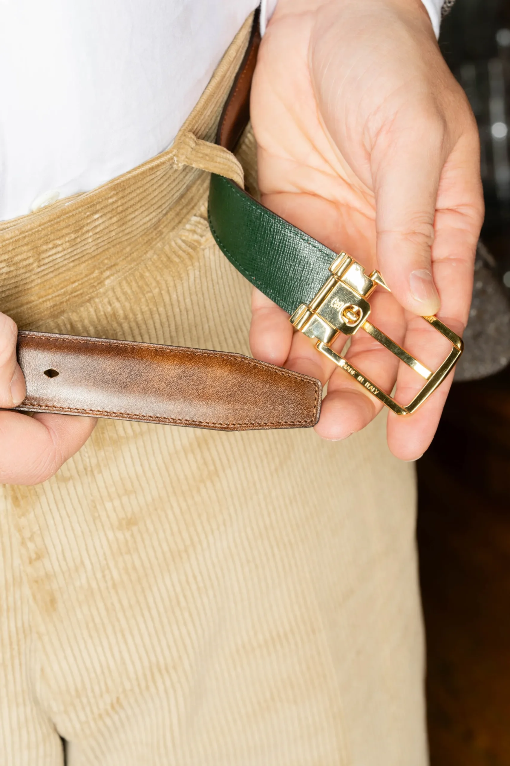 Walnut Brown Museum Calf Leather Belt