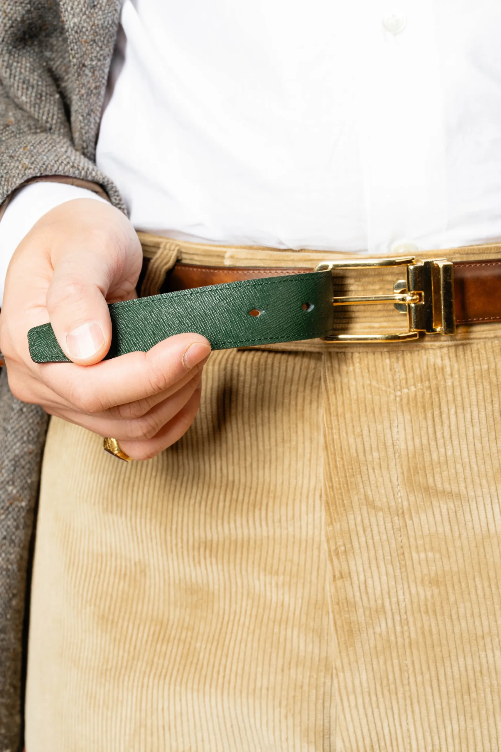 Walnut Brown Museum Calf Leather Belt