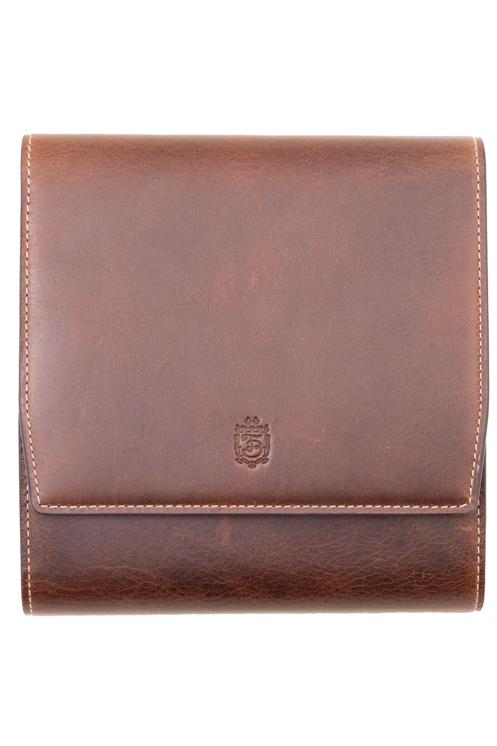 2-Watch Antique Mahogany & Blue Suede Leather Watch Case