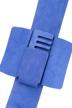 3-Watch Antique Mahogany & Blue Suede Leather Watch Case