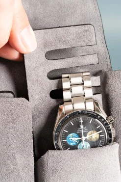 2-Watch Black Togo & Gray Suede Leather Watch Case