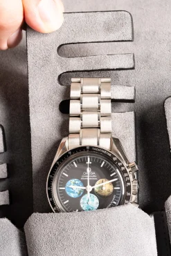 2-Watch Black Togo & Gray Suede Leather Watch Case