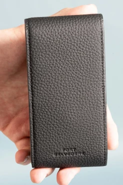 3-Watch Black Togo & Gray Suede Leather Watch Case