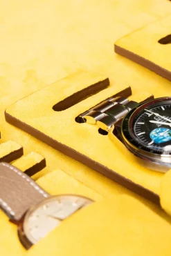 2-Watch Saddle Brown & Sunflower Suede Leather Watch Case