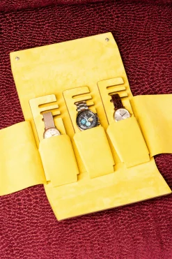 2-Watch Saddle Brown & Sunflower Suede Leather Watch Case