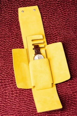 2-Watch Saddle Brown & Sunflower Suede Leather Watch Case