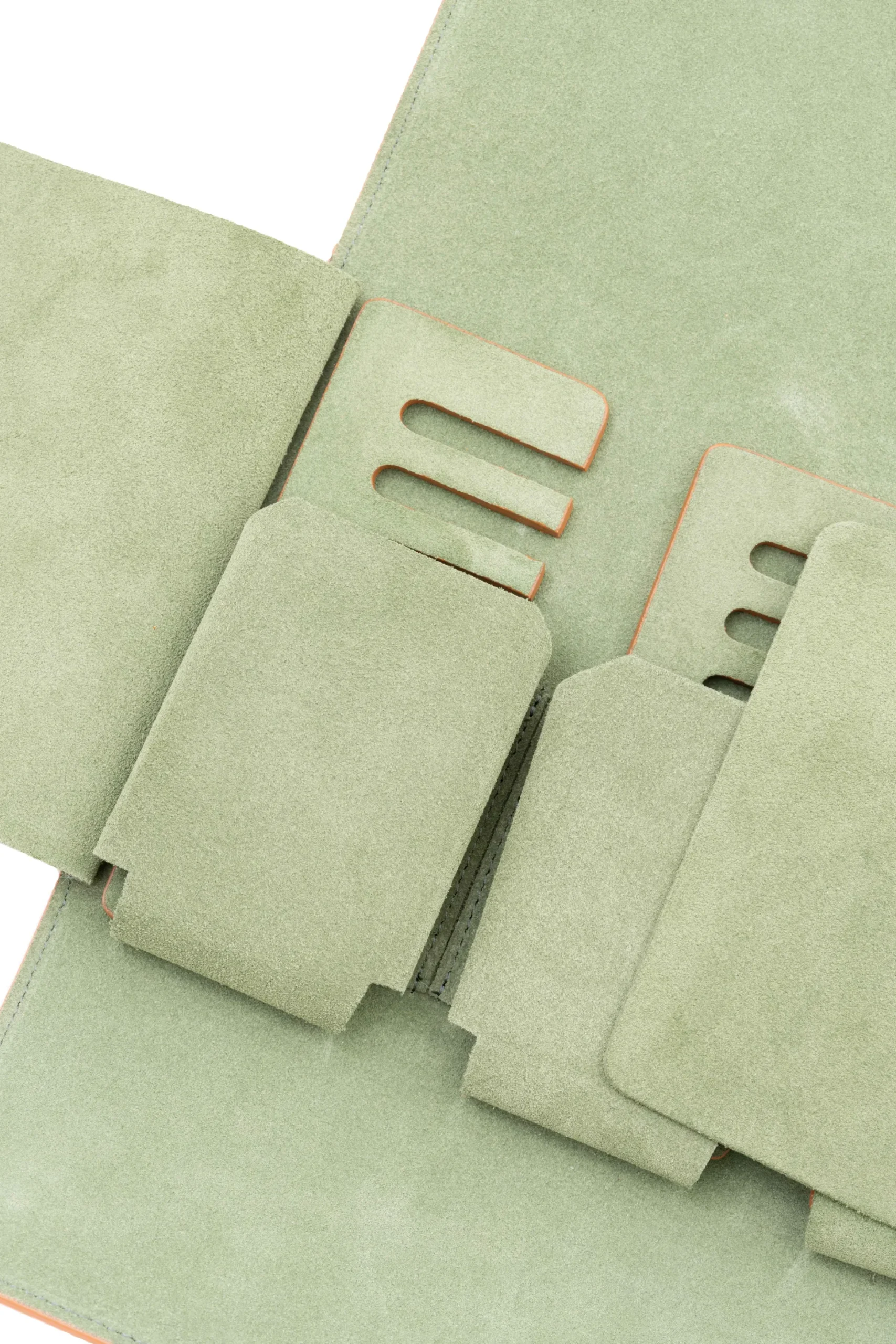 2-Watch Vintage Gold & Sage Green Suede Leather Watch Case