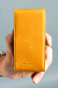 2-Watch Vintage Gold & Sage Green Suede Leather Watch Case