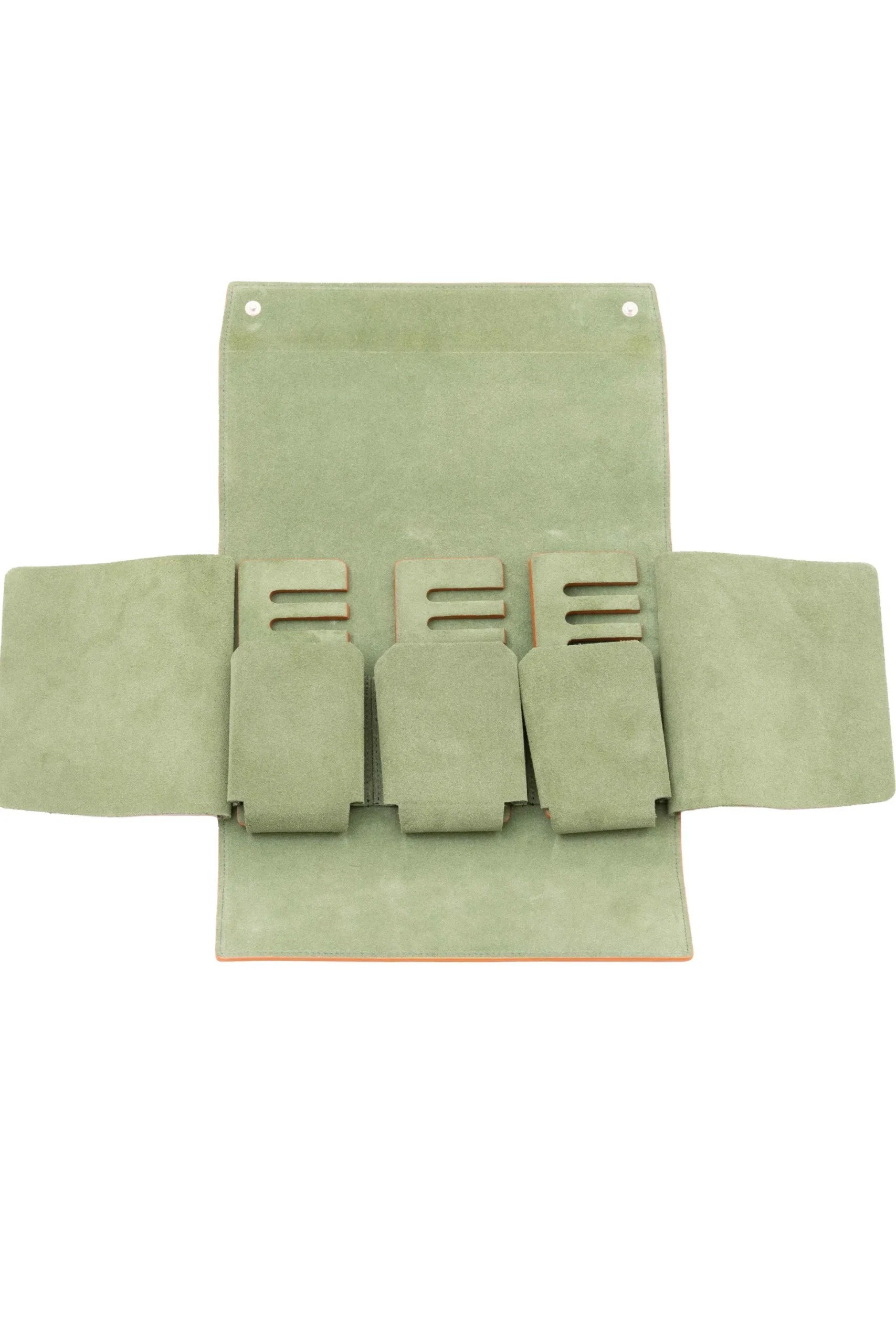 2-Watch Vintage Gold & Sage Green Suede Leather Watch Case