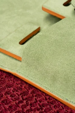 3-Watch Vintage Gold & Sage Green Suede Leather Watch Case